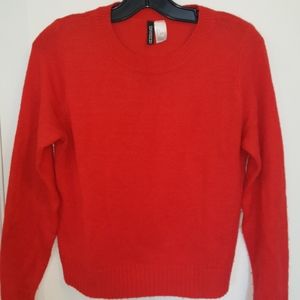H & M red acrylic crewneck sweater